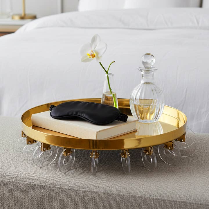 Decorative Bowl - Gold Metal Clear Acrylic Ring Base, 16 in.