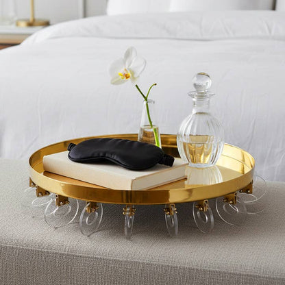 Decorative Bowl - Gold Metal Clear Acrylic Ring Base, 16 in.