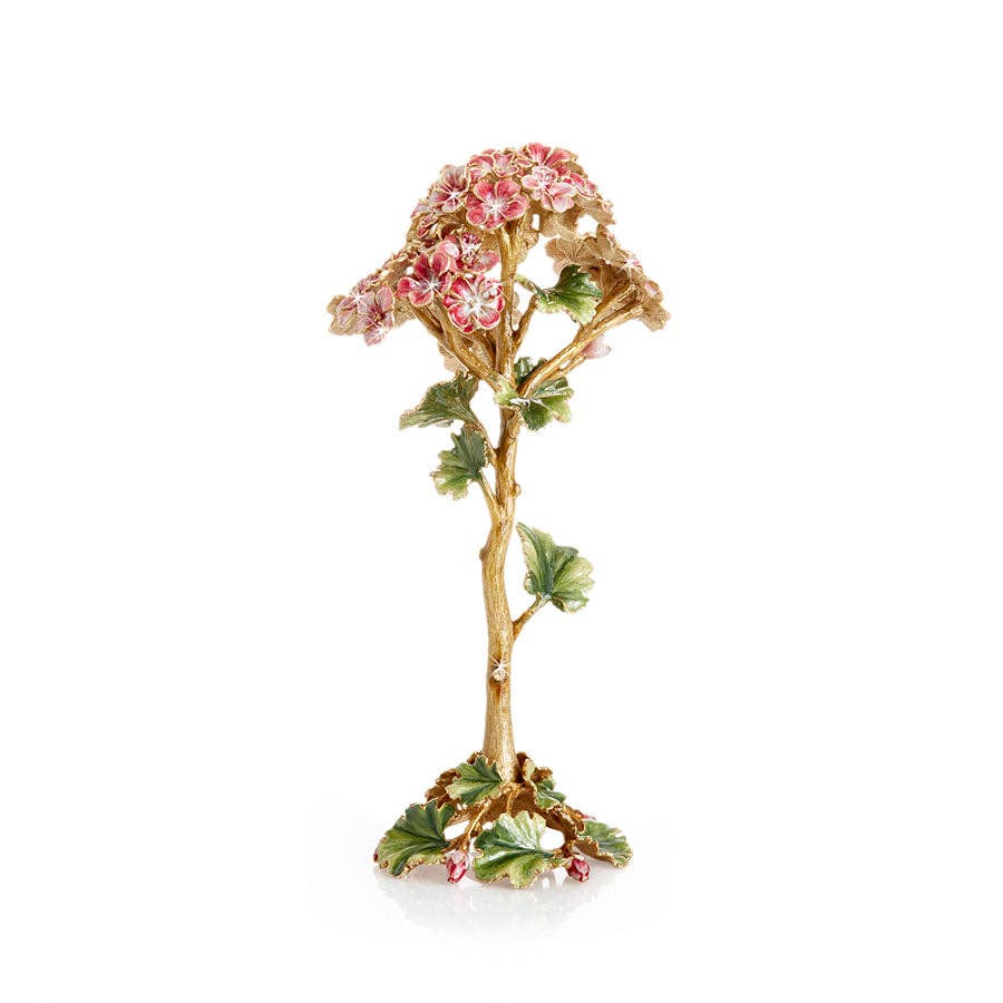 Jay Strongwater Thea Geranium Flower Bejeweled Swarovski Crystal Enamel Gold-Finished Tabletop Object