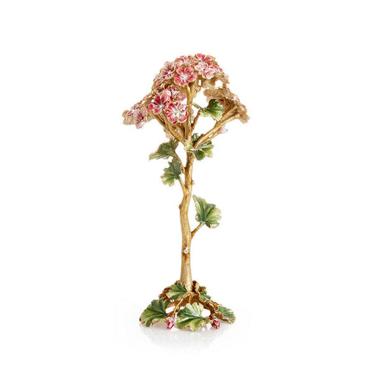 Jay Strongwater Thea Geranium Flower Bejeweled Swarovski Crystal Enamel Gold-Finished Tabletop Object
