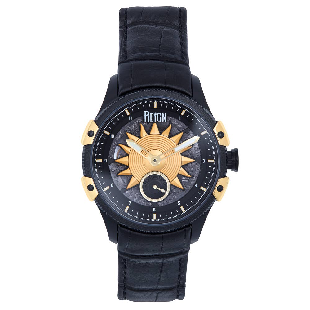 Reign Solstice Men's Automatic Skeleton Leather Watch