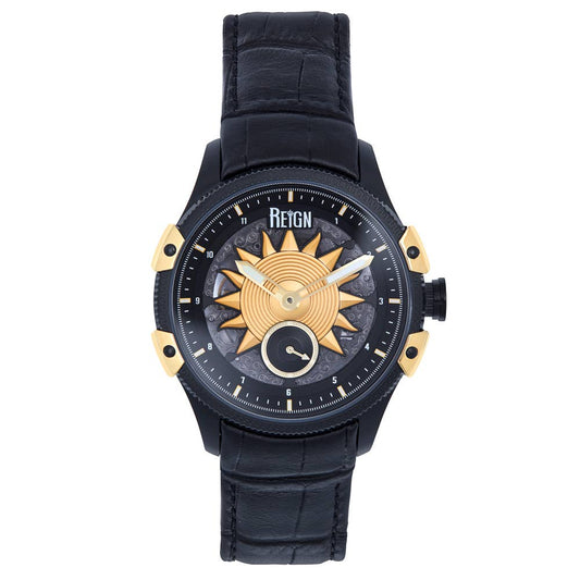 Reign Solstice Men's Automatic Skeleton Leather Watch