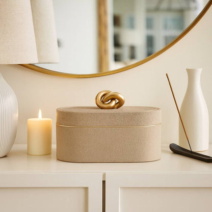 Decorative Box - Brown Resin Faux Textured Shagreen, 14 in.