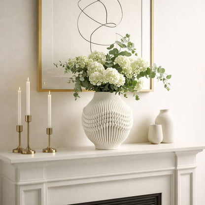 Decorative Vase - Ivory Porcelain 3D Printed, 16 in.