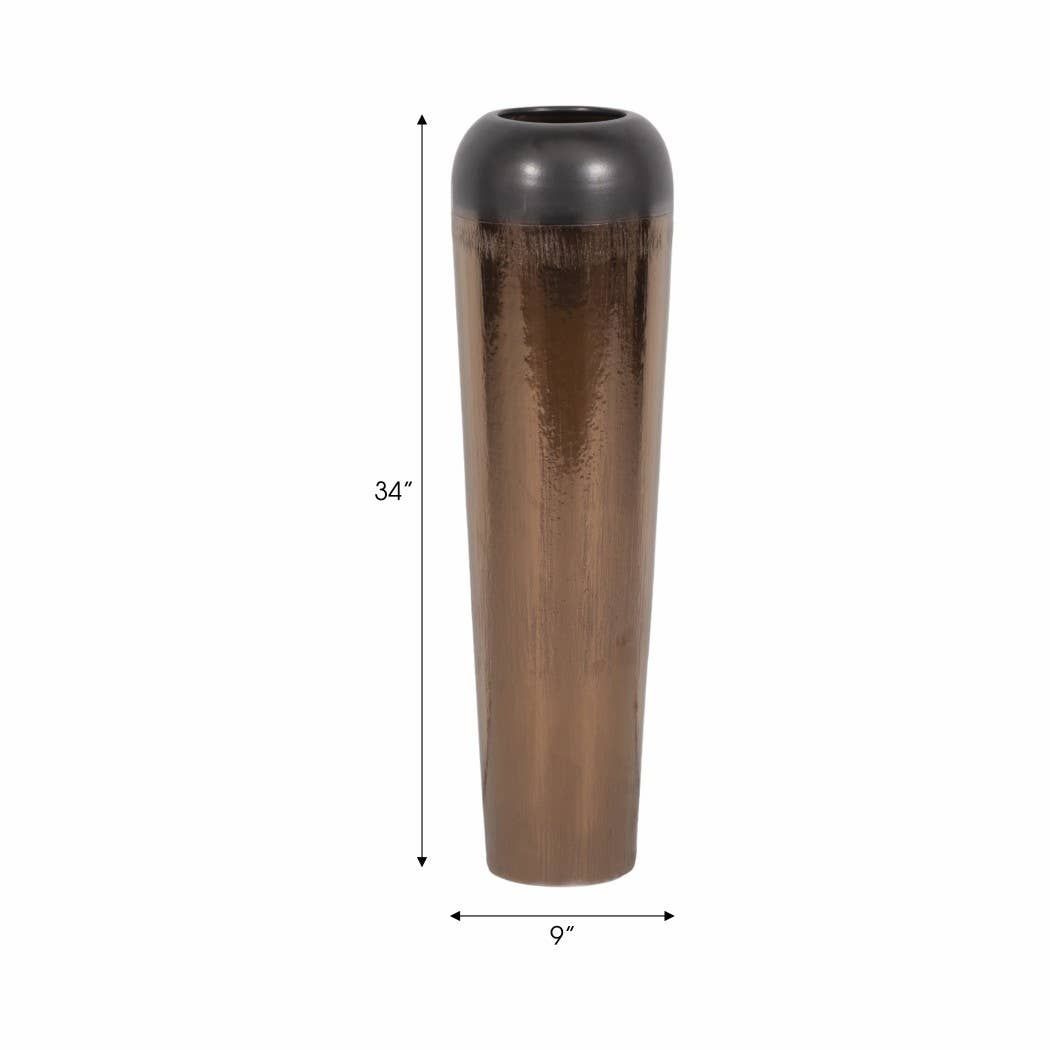 Decorative Vase - Bronze Ceramic Large Floor Vase, 34 in.