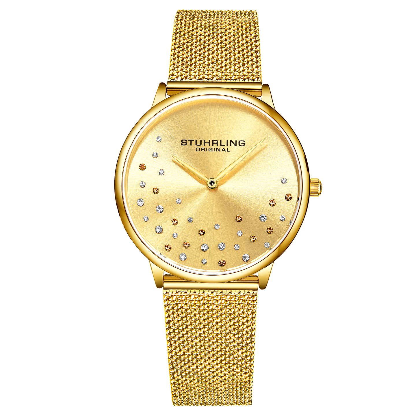 Stuhrling Original Symphony Women's Quartz Watch, 35mm, Gold-Tone Dial, Gold-Tone Mesh Bracelet