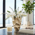 Decorative Vase - Gold Metal Geometric Textured, 9 in.