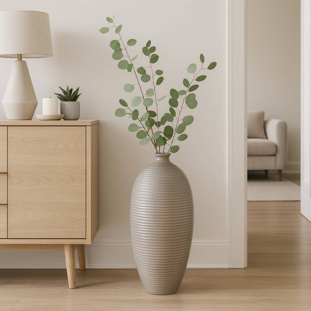 Decorative Vase - Beige Ceramic Oversized Portugal, 28 in.