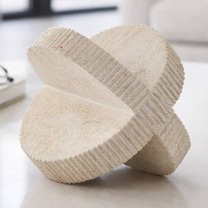 Decorative Object - Ivory Stone Cross-Shaped Textured, 5 in.