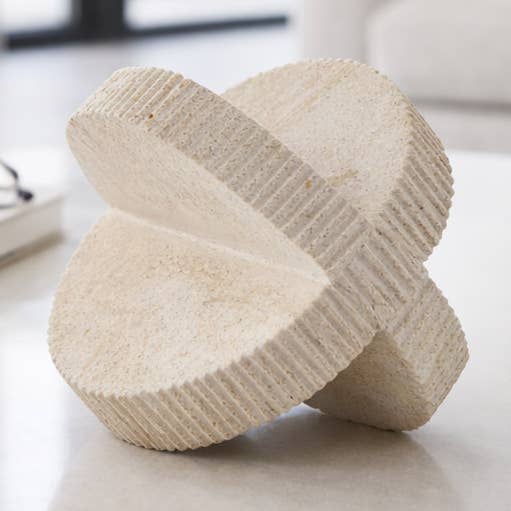 Decorative Object - Ivory Stone Cross-Shaped Textured, 5 in.