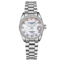 Stuhrling Original Lineage Women's Quartz Watch, 31mm, Silver Mother-of-Pearl Dial, Silver-Tone Stainless Steel Bracelet, Crystal-Accented Bezel
