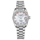 Stuhrling Original Lineage Women's Quartz Watch, 31mm, Silver Mother-of-Pearl Dial, Silver-Tone Stainless Steel Bracelet, Crystal-Accented Bezel