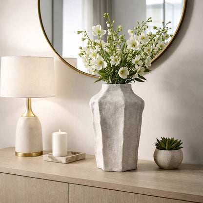 Decorative Vase - Gray Porcelain Modern Sculptural, 20 in.