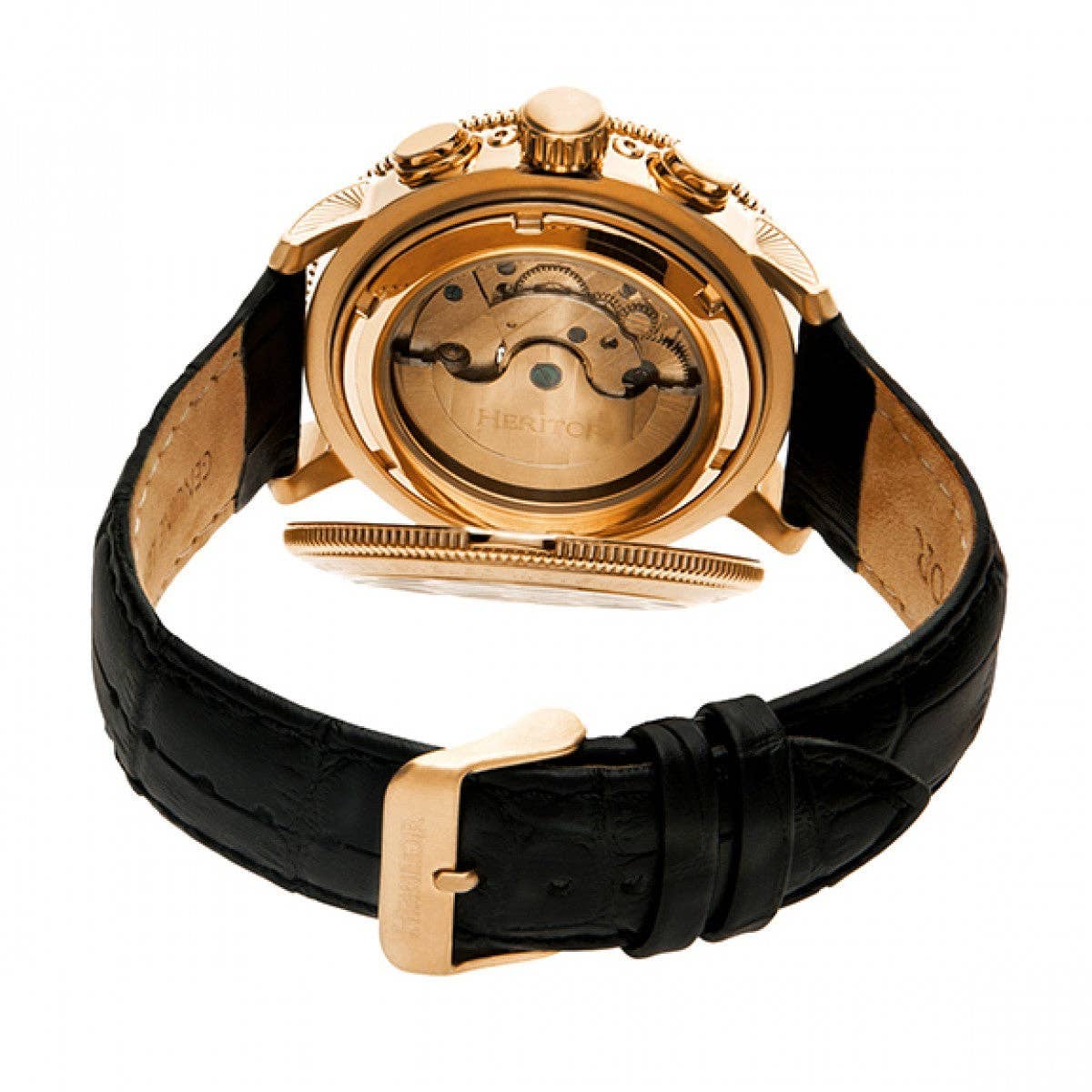 Heritor Aura Men's Automatic Semi-Skeleton Leather Watch, Style HERHR3506