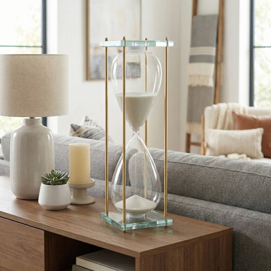 Decorative Object - White/Gold Medium Hourglass, 24 in.