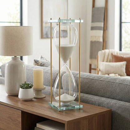 Decorative Object - White/Gold Medium Hourglass, 24 in.