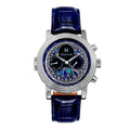 Authentic Heritor Legacy Men's Automatic Day-Date Leather Watch, Silver/Blue