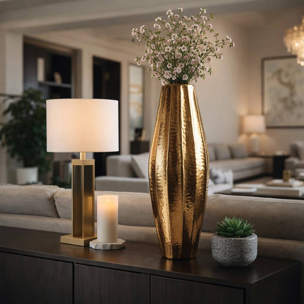 Decorative Vase - Gold Metal Tall Silhouette, 35 in.