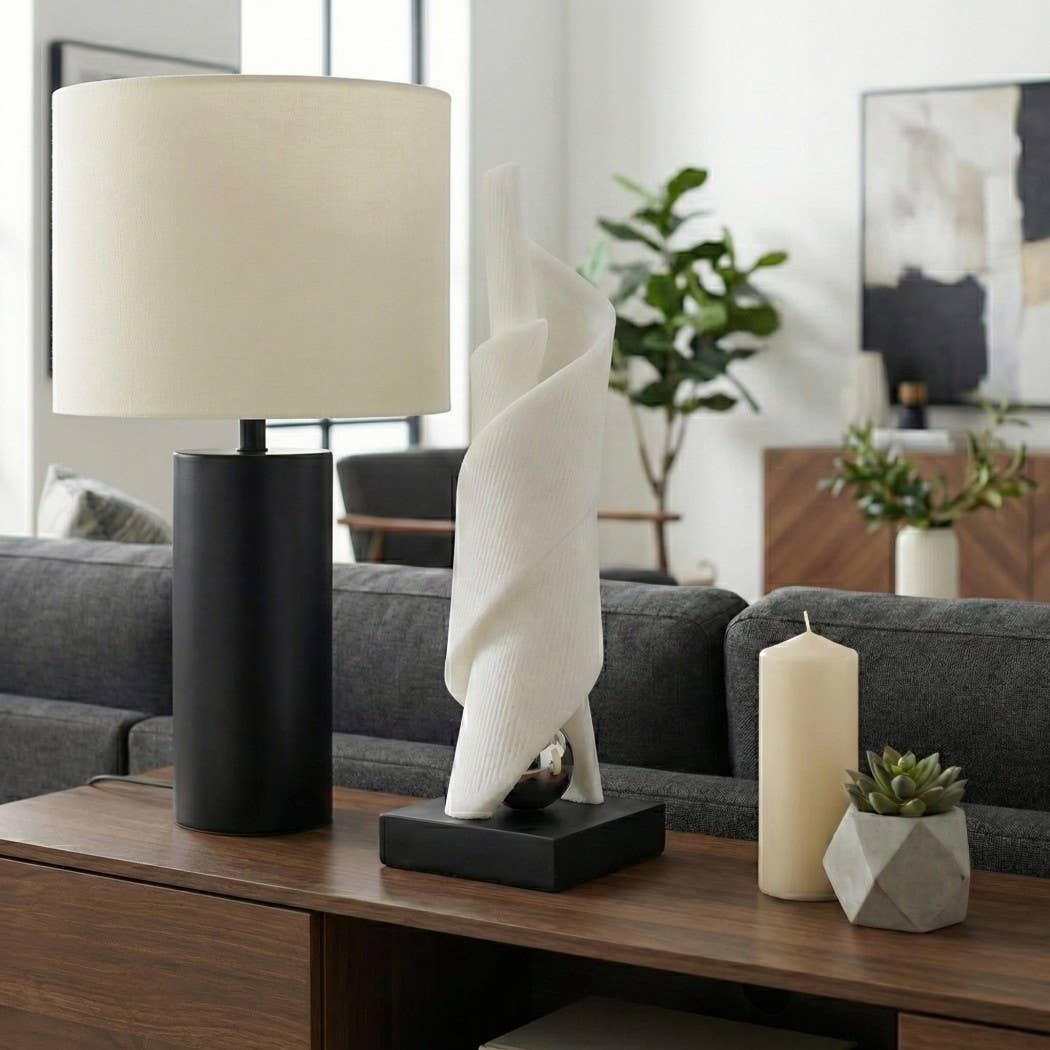 Sculpture - White Resin with Stainless Steel Accent, 21 in.
