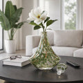 Decorative Bottle - Green Glass Clear Pattern, 16 in.