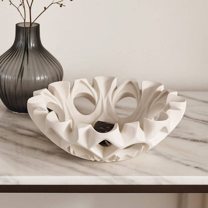 Decorative Bowl - Ivory Resin Sculptural Cut-Out, 16 in.