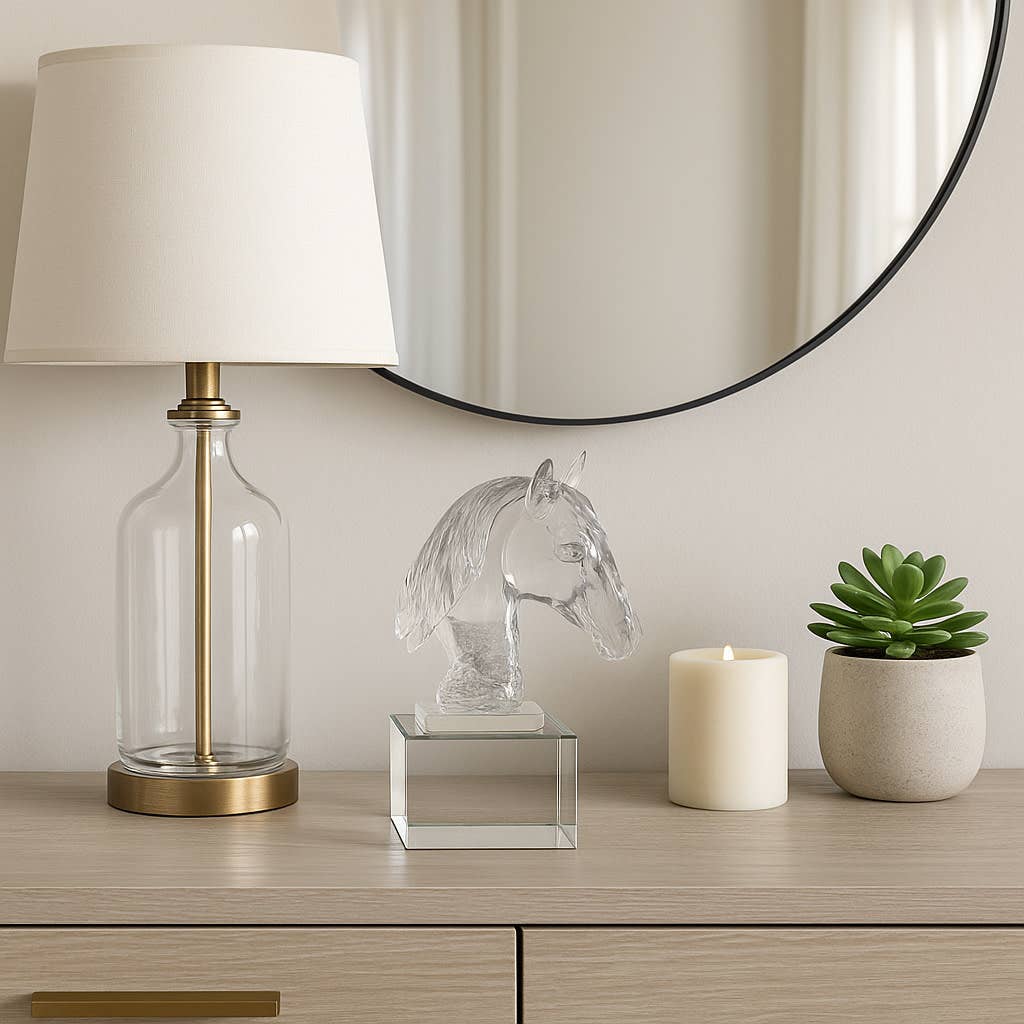 Decorative Object - Clear Crystal Elegant Horse, 10 in.