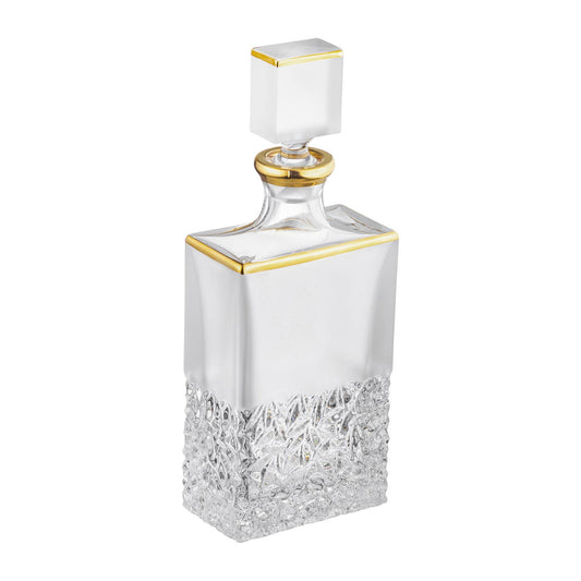 Barski Nicolette Crystal Decanter with Gold Detail and Matte Finish, 25 oz.