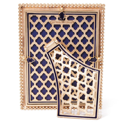 Jay Strongwater Lucas Stone Edge 5" x 7" Crystal Enamel Picture Frame, Delft Garden
