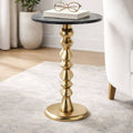 Side Table - Black Marble Top with Sculptural Base, 27 in.