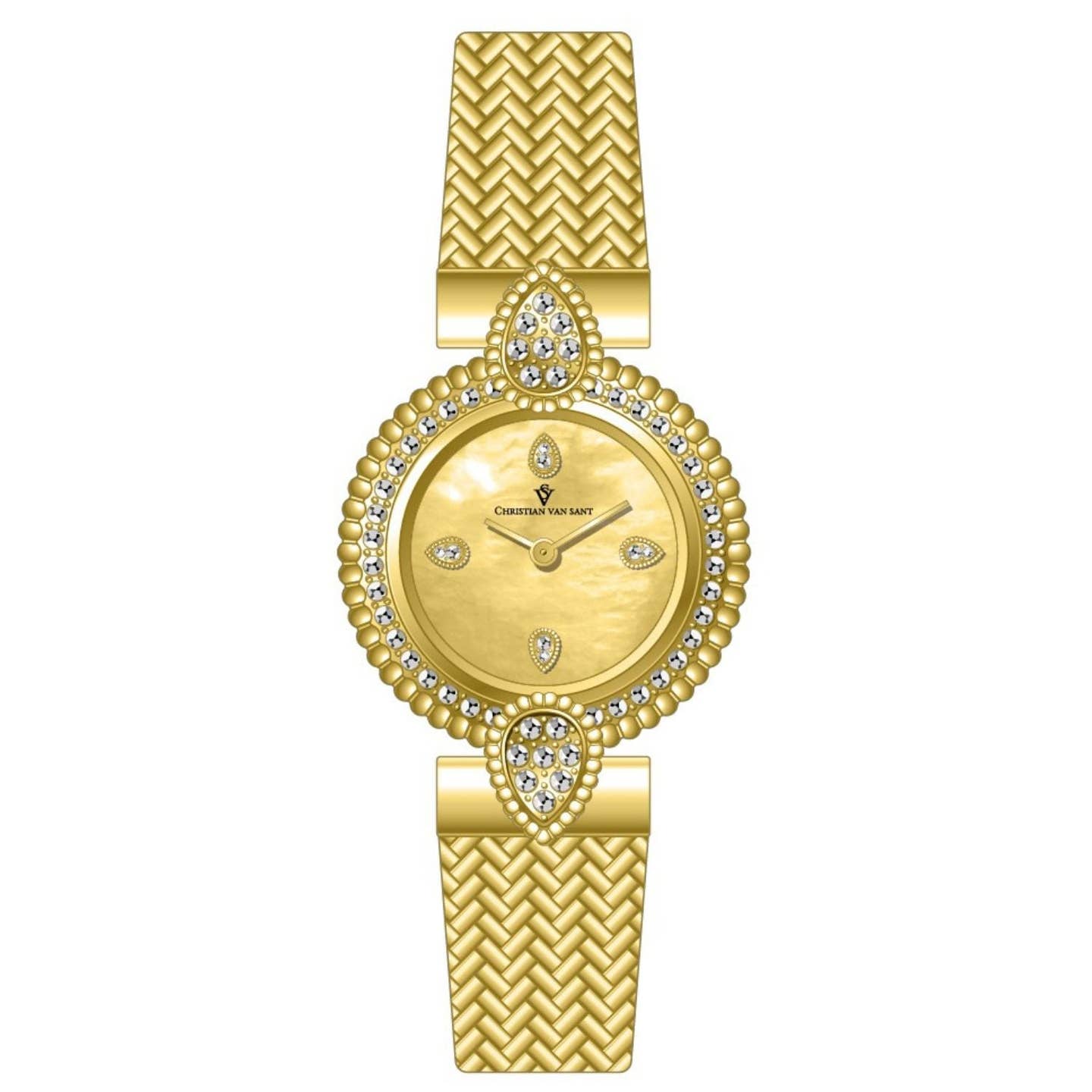 Christian Van Sant Valor Women's Quartz Watch, Gold Dial