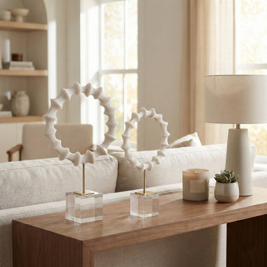 Decorative Objects Set of 2 - White Resin Statuary, 15/18 in