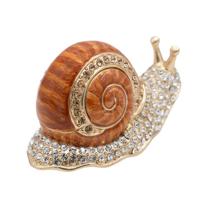 Jay Strongwater Serene Snail Decorative Box, Gold Shell Crystal Enamel Gold-Finished