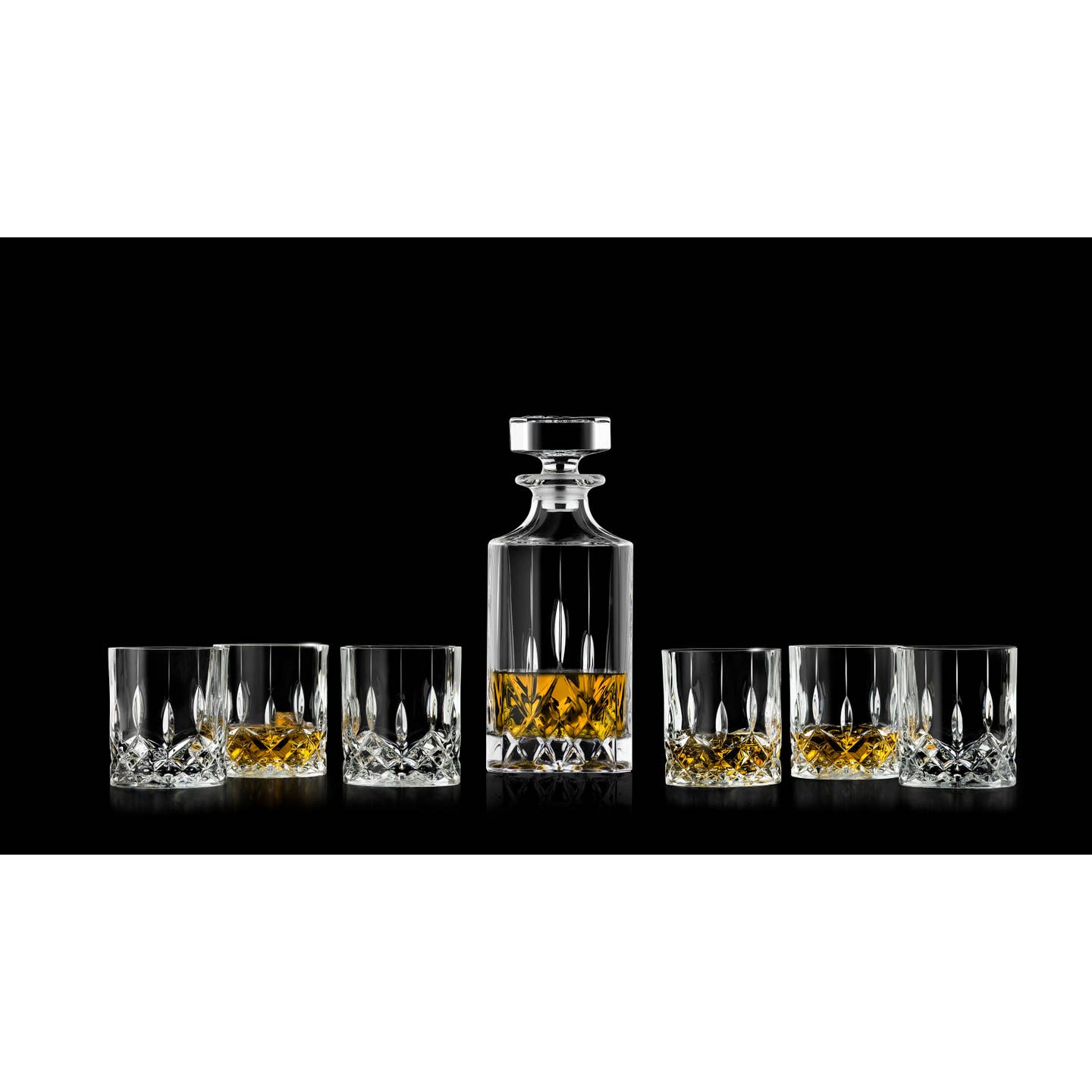Opera Crystal Whiskey Decanter Set, Decanter: 25 oz.; DOF glasses: 10.25 oz.