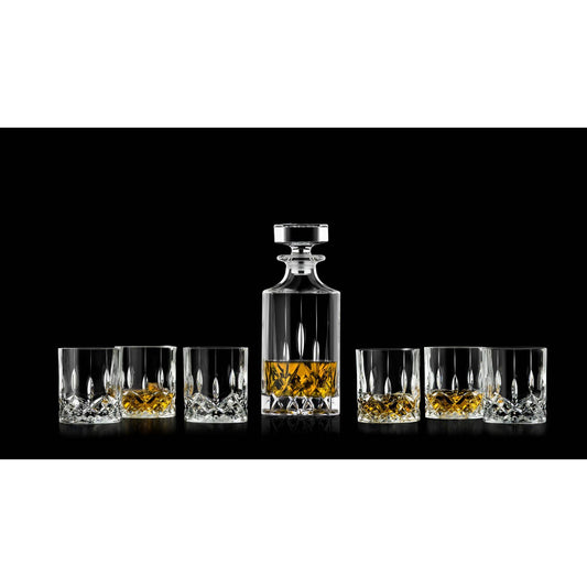 Opera Crystal Whiskey Decanter Set, Decanter: 25 oz.; DOF glasses: 10.25 oz.