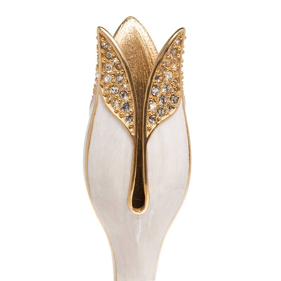 Jay Strongwater Ambrosius Tulip White Candlestick Holder