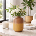 Decorative Vase - Brown/Orange Ceramic Embossed, 12 in.