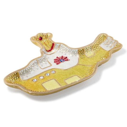 Jay Strongwater Yellow Submarine Crystal Enamel Gold-Finished Decorative Tray