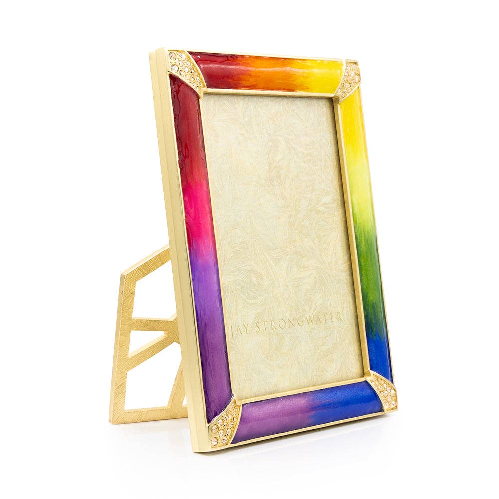 Jay Strongwater Lavinia Pavé 4" x 6" Crystal Enamel Picture Frame, Rainbow