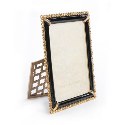 Jay Strongwater Lorraine Stone Edge 4" x 6" Crystal Enamel Picture Frame, Black