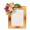 Jay Strongwater Tropical Flower Floral 3" x 4" Enamel Gold-Finished Picture Frame