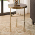Side Table - Beige Marble Top with Slim Frame, 22 in.