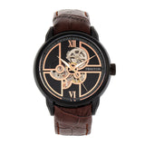Authentic Heritor Sanford Men's Automatic Semi-Skeleton Leather Watch, Style HERHR8306