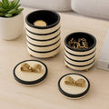 Decorative Box Set of 2 - Black & White Resin Lidded, 7/9in.