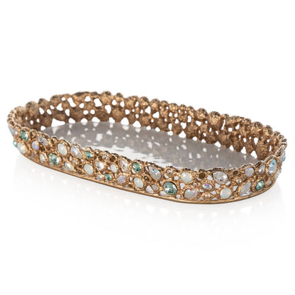 Jay Strongwater Julius Bejeweled Swarovski Crystal Enamel Gold-Finished Decorative Tray, Opal