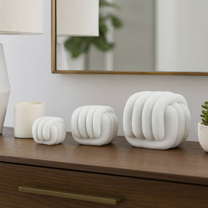 Decorative Objects Set of 3 - White Resin Knot, 3/4/5 in.