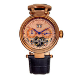 Authentic Heritor Ganzi Men's Automatic Semi-Skeleton Leather Watch, Style HERHR3305