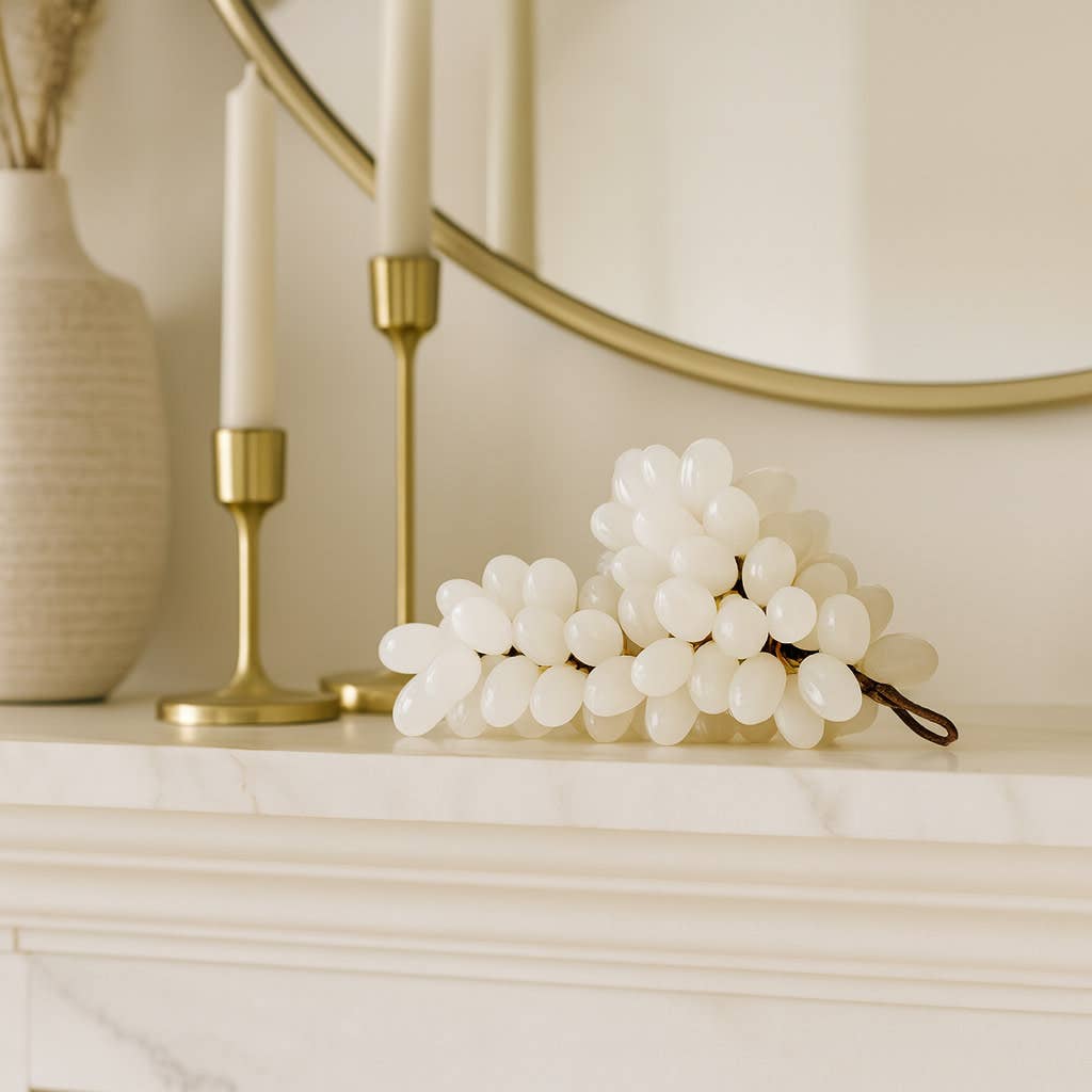 Decorative Object - White Stone Grapes Tabletop, 7 in.