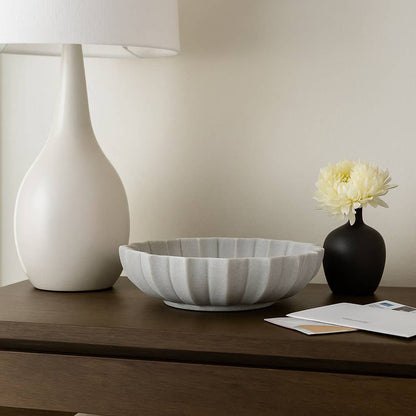 Decorative Tray - White Marble Stylish Petal Edged, 14 in.
