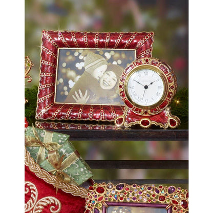 Jay Strongwater Blair Ruffled Edge 5" x 7" Swarovski Crystal Enamel Picture Frame, Ruby