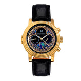 Authentic Heritor Legacy Men's Automatic Day-Date Leather Watch, Gold/Black